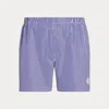 Ralph Lauren Monogram Striped Cotton Poplin Boxer In Blue