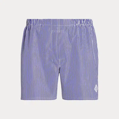 Ralph Lauren Monogram Striped Cotton Poplin Boxer In Blue/white