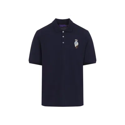 Ralph Lauren Purple Label Navy Cotton Bear Polo In Blue