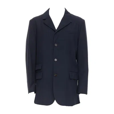 Pre-owned Ralph Lauren Purple Label Navy Twill 3 Flap Pockets Double Vent Coat Xl