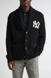 Ralph Lauren X Yankees Cashmere Cardigan In Classic Black W/cream