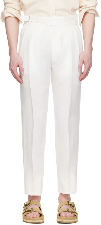 Ralph Lauren Purple Label Off-white Pleated Trousers In Off White