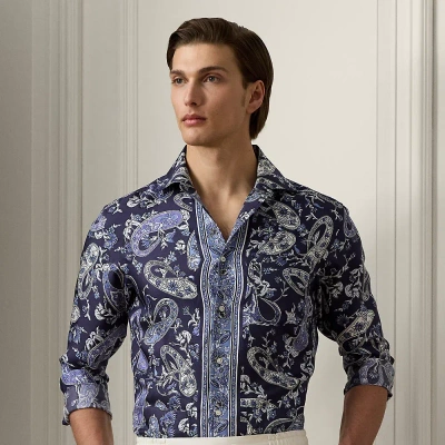Ralph Lauren Purple Label Paisley-print Silk Twill Shirt In Blue