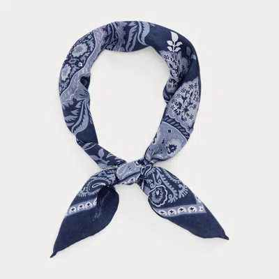 Ralph Lauren Paisley Silk Habotai Neckerchief In Blue Tonal