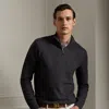 Ralph Lauren Piqué-knit Wool Quarter-zip Sweater In Polo Black