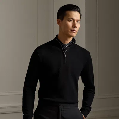 RALPH LAUREN RALPH LAUREN PIQUÉ-KNIT WOOL QUARTER-ZIP SWEATER