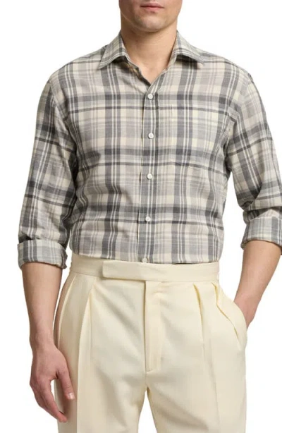 Ralph Lauren Purple Label Plaid Button-up Shirt In Gray
