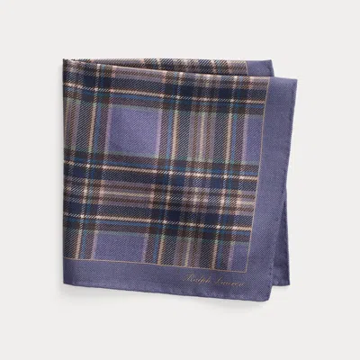 Ralph Lauren Purple Label Plaid Cashmere-silk Pocket Square In Purple