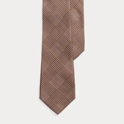 Ralph Lauren Purple Label Plaid Cashmere-silk Tie In Brown
