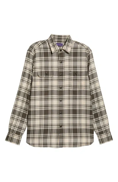 Ralph Lauren Purple Label Plaid Cotton Button-up Shirt In Neutral
