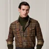 Ralph Lauren Plaid-print Suede Shirt Jacket In Brown