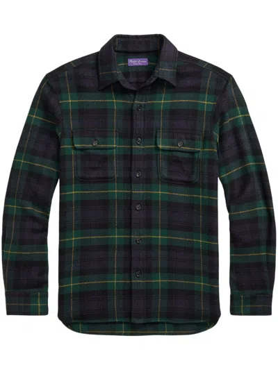 Ralph Lauren Purple Label Plaid Shirt In Blue