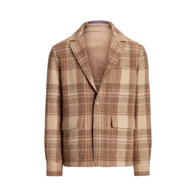 Pre-owned Ralph Lauren Purple Label Plaid Wool Twill Jacket Sportcoat $1495 In Beige