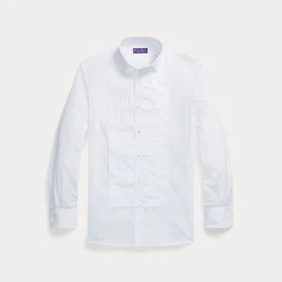 Ralph Lauren Pleated-bib Poplin French Cuff Shirt In White