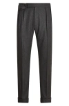 Ralph Lauren Purple Label Pleated Charcoal Grey Wool Flannel Trousers In Blue