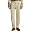 Ralph Lauren Purple Label Pleated Cream Wool Flannel Trousers In Neutral