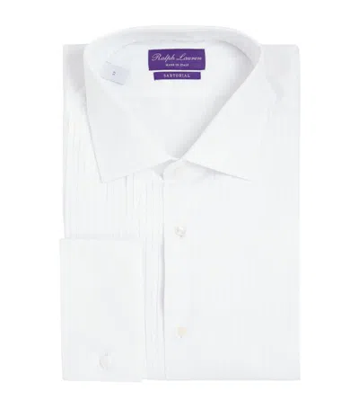 Ralph Lauren Purple Label Pleated Tuxedo Shirt In White