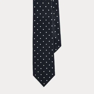 Ralph Lauren Purple Label Polka-dot Silk Satin Tie In Blue