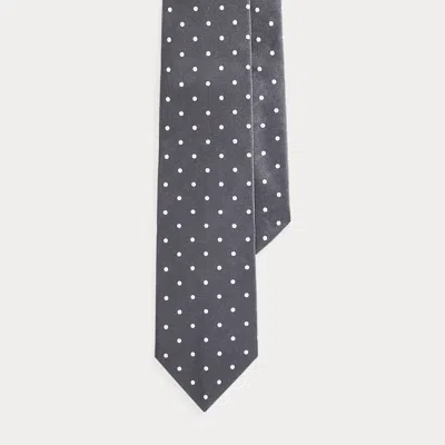 Ralph Lauren Polka-dot Silk Satin Tie In Black