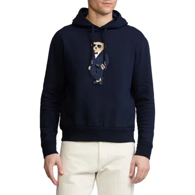 Ralph Lauren Purple Label Polo Bear Appliqué Fleece Hoodie In Classic Chairman Navy