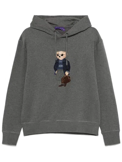 Ralph Lauren Purple Label Polo Bear Hoodie In Gray