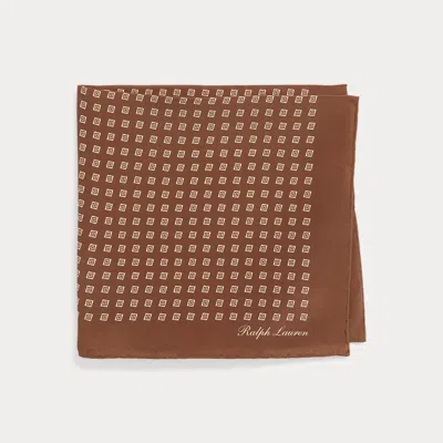 Ralph Lauren Purple Label Print Silk Crepe Pocket Square In Brown