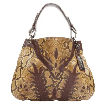 Ralph Lauren Purple Label Proprietor Scaled Leather Western Flame Hobo Bag In Brown