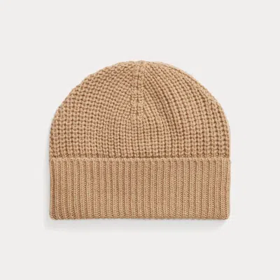 Ralph Lauren Rib-knit Cashmere Hat In Classic Camel Melange