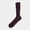 Ralph Lauren Ribbed Cashmere-blend Dress Socks In Bordeaux