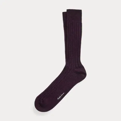 Ralph Lauren Ribbed Cashmere-blend Dress Socks In Bordeaux