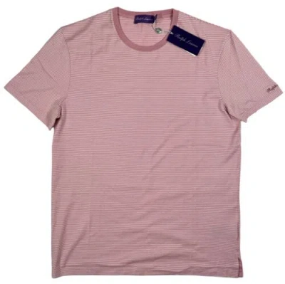 Pre-owned Ralph Lauren Purple Label Salmon Cotton Horizontal Stripes T-shirt Size Xl In Pink