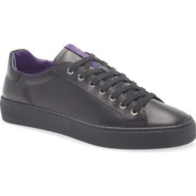 Ralph Lauren Purple Label Severn Calfskin Leather Sneaker In Black