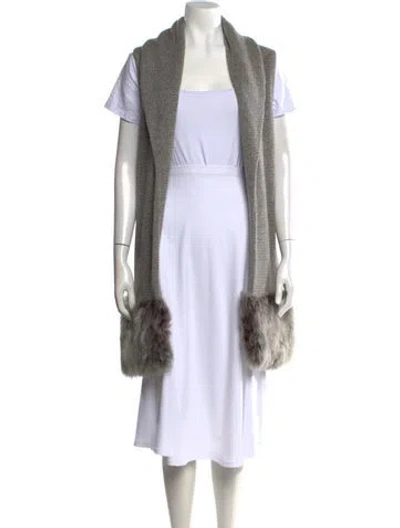Pre-owned Ralph Lauren Purple Label Shearling Open Front Sweater In Gray