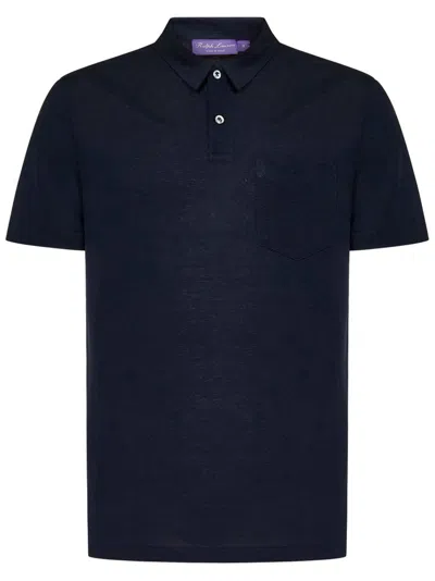 Ralph Lauren Purple Label Short Sleeved Polo Shirt In Navy