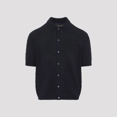 Ralph Lauren Purple Label Short Sleeves Polo Cardigan L In Black