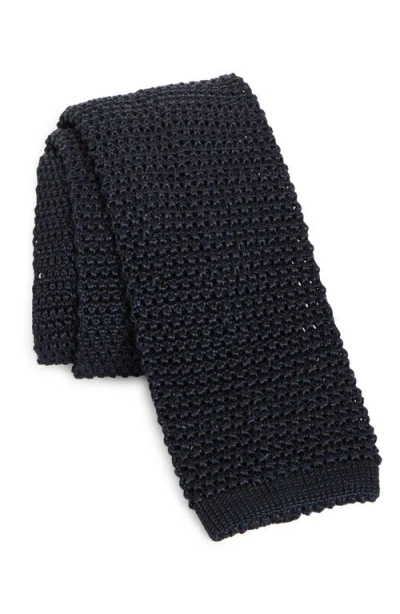 Ralph Lauren Purple Label Silk Knit Skinny Tie In Black
