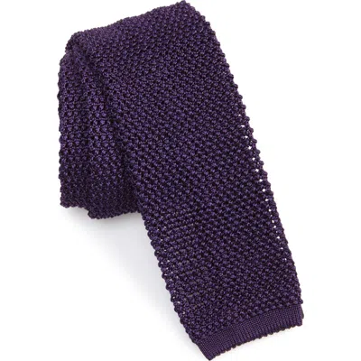 Ralph Lauren Purple Label Silk Knit Tie In Dark Purple
