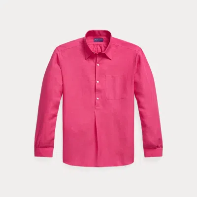 Ralph Lauren Purple Label Silk-linen Popover Shirt In Pink