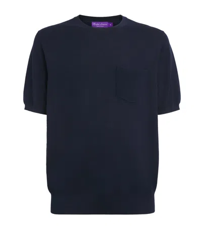 Ralph Lauren Purple Label Silk-cotton-blend T-shirt In Blue