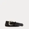Ralph Lauren Silver-buckle Alligator Belt In Black
