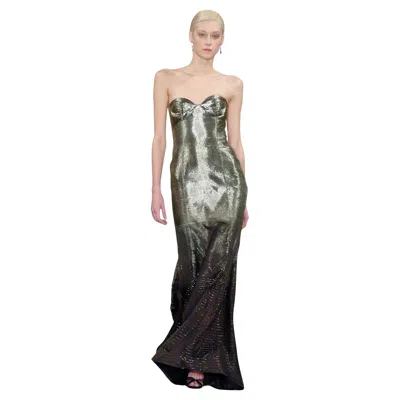 Pre-owned Ralph Lauren Purple Label Silver Hand-beaded Bustier Gown, Fall 2005, Met Gala