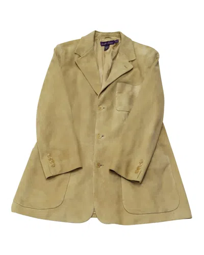 Polo Ralph Lauren Purple Label Single Breasted Jacket In Brown Suede