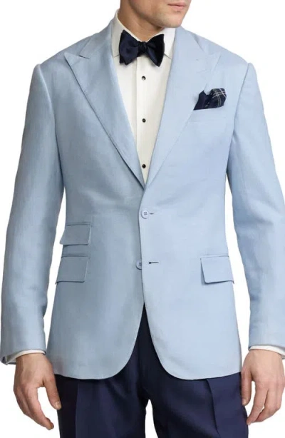 RALPH LAUREN RALPH LAUREN PURPLE LABEL SINGLE BREASTED SILK & LINEN CANVAS SPORT COAT