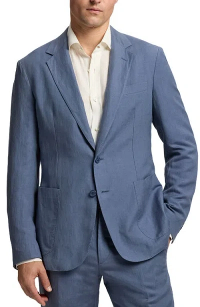 Ralph Lauren Purple Label Single Breasted Silk & Linen Sport Coat In Blue
