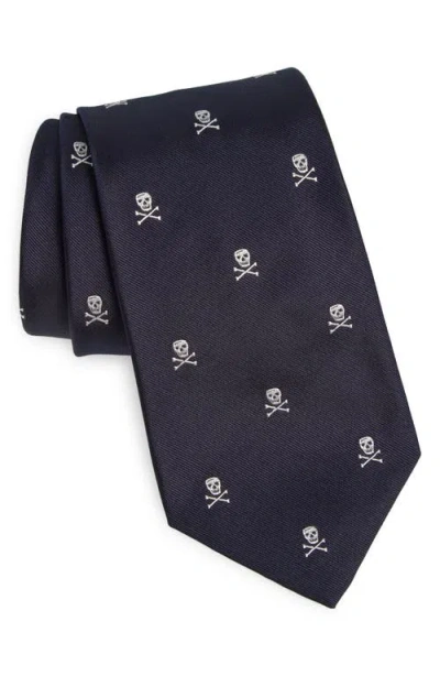 Ralph Lauren Purple Label Men's Skull Crossbones Silk Tie In Navy