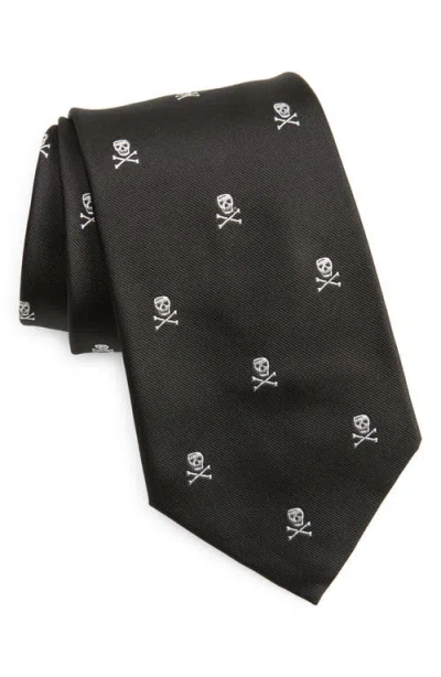 Ralph Lauren Purple Label Skull & Crossbones Silk Tie In Black