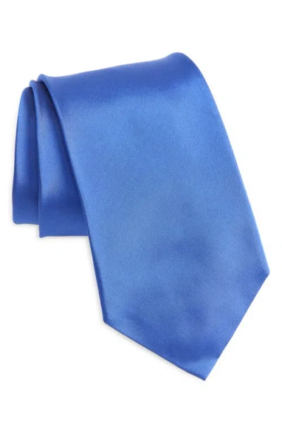 Ralph Lauren Purple Label Solid Silk Peau De Soie Tie In Blue