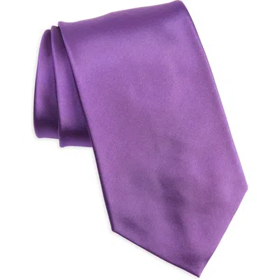 Ralph Lauren Purple Label Solid Silk Peau De Soie Tie In Violet