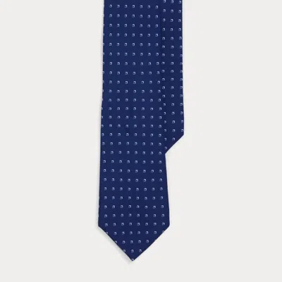 Ralph Lauren Square-patterned Silk Tie In Navy