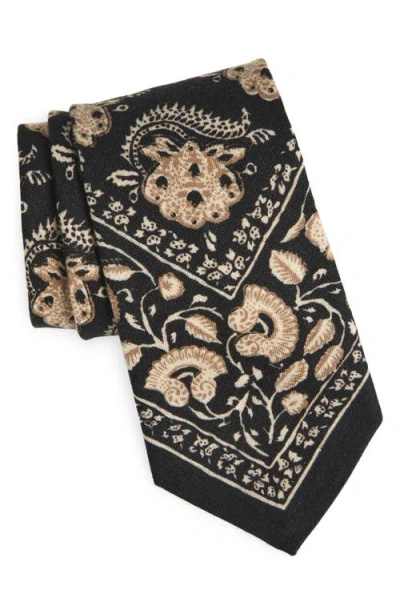 Ralph Lauren Purple Label Standard Blocked Paisley Linen Tie In Multi